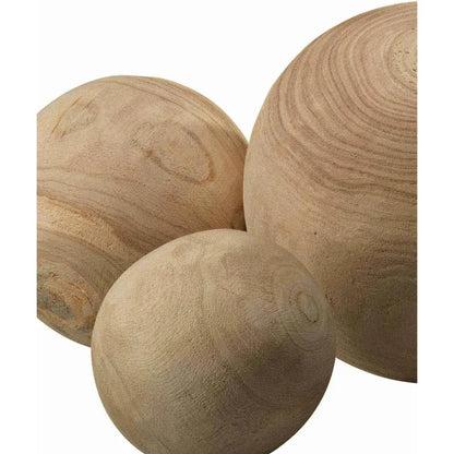 Coastal Brown Paulownia Wood Malibu Wood Balls 3PC - LOOMLAN - Jamie Young - Statues & Sculptures