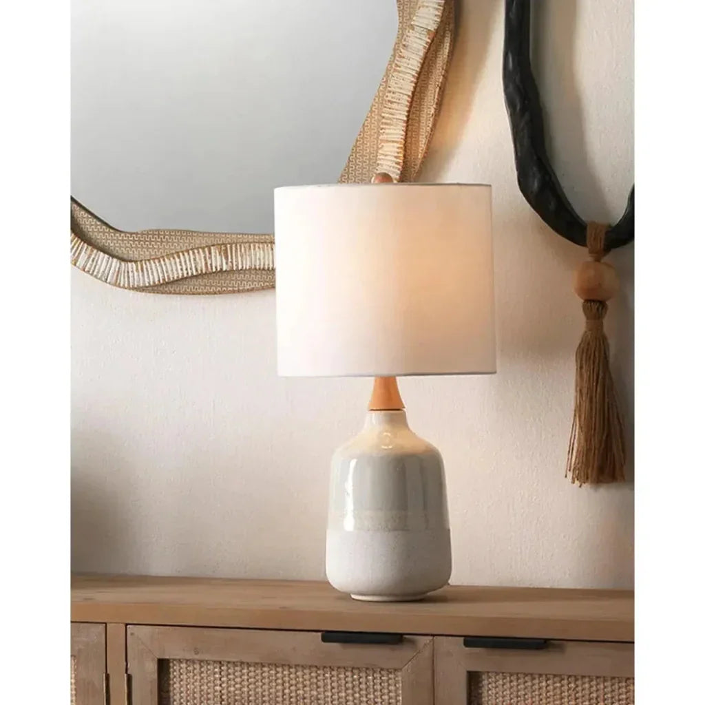 Coastal Cream Ceramic Rubber Wood Alice Table Lamp - LOOMLAN - Jamie Young - Table Lamps