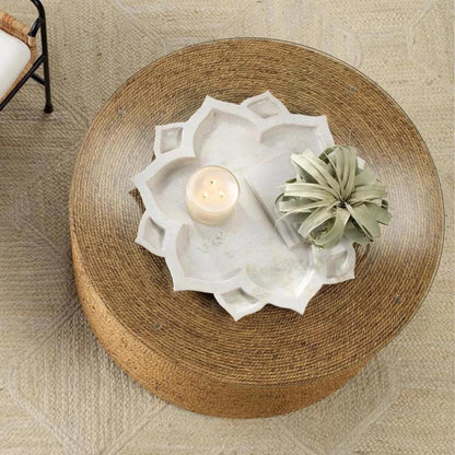 Coastal Natural Seagrass Round Harbor Coffee Table - LOOMLAN - Jamie Young - Coffee Tables