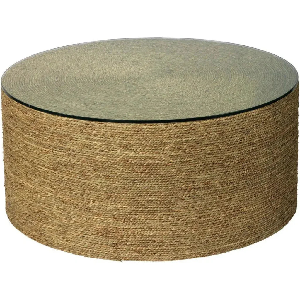 Coastal Natural Seagrass Round Harbor Coffee Table - LOOMLAN - Jamie Young - Coffee Tables