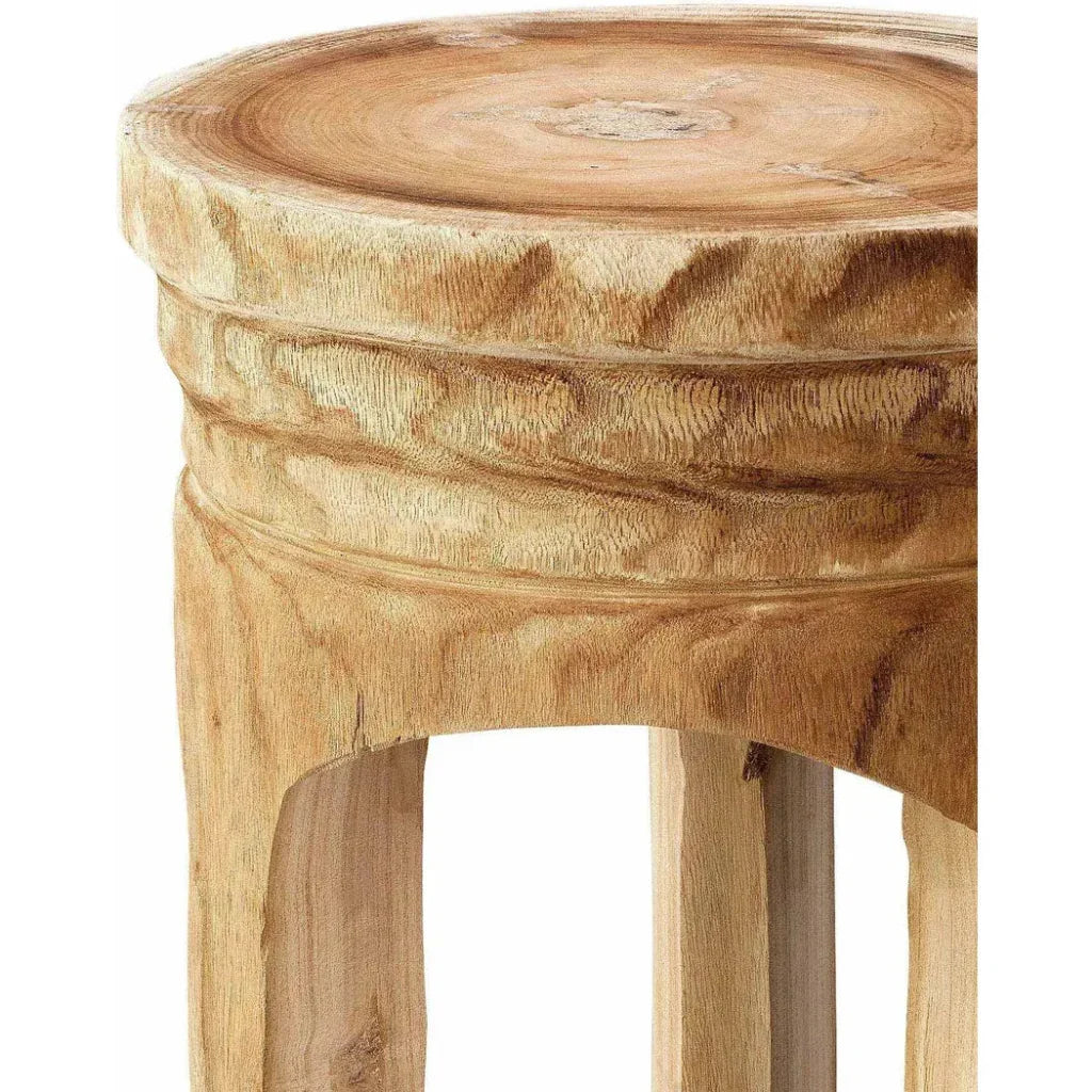 Coastal Paulownia Wood Mesa Backless Stool - LOOMLAN - Jamie Young - Side Tables
