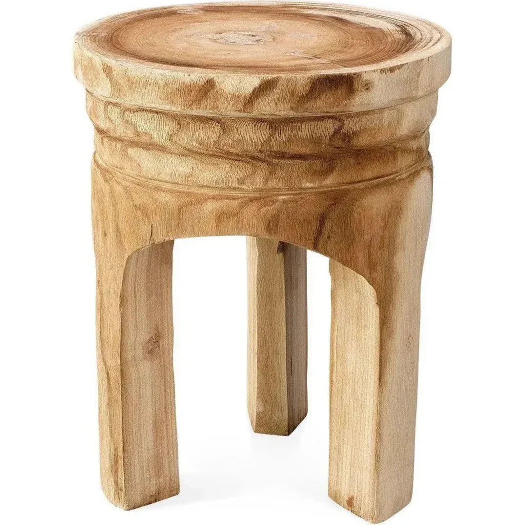 Coastal Paulownia Wood Mesa Backless Stool - LOOMLAN - Jamie Young - Side Tables