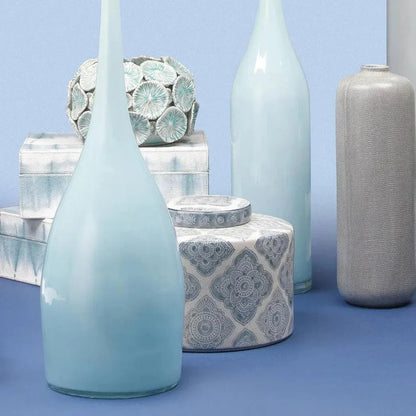 Coastal Style Blue Ceramic Oran Canisters 2PC - LOOMLAN - Jamie Young - Vases & Jars