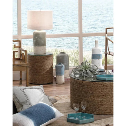 Coastal Style Blue Ceramic Sedona Vessels 3PC - LOOMLAN - Jamie Young - Vases & Jars