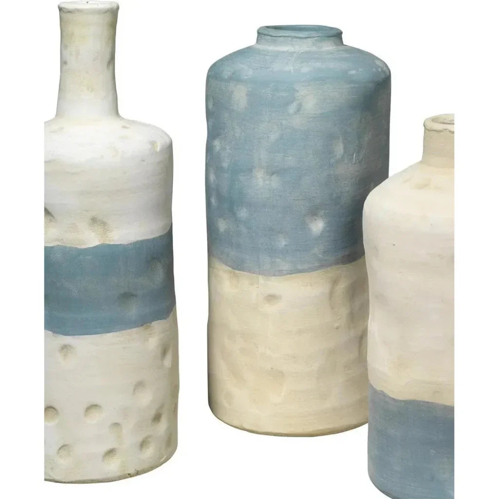 Coastal Style Blue Ceramic Sedona Vessels 3PC - LOOMLAN - Jamie Young - Vases & Jars