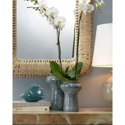 Coastal Style Blue Ceramic Snorkel Vases 2PC - LOOMLAN - Jamie Young - Vases & Jars