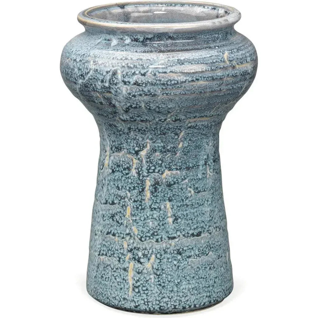 Coastal Style Blue Ceramic Snorkel Vases 2PC - LOOMLAN - Jamie Young - Vases & Jars