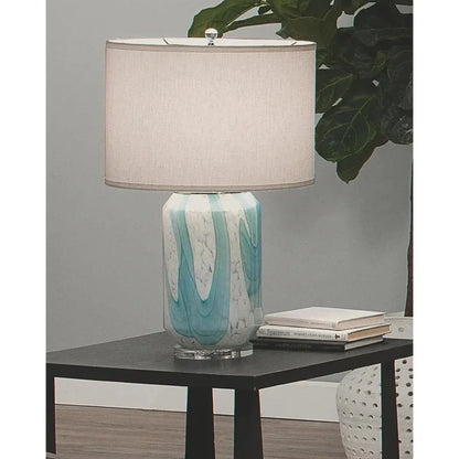 Coastal Style Blue Glass Acrylic Helen Table Lamp - LOOMLAN - Jamie Young - Table Lamps