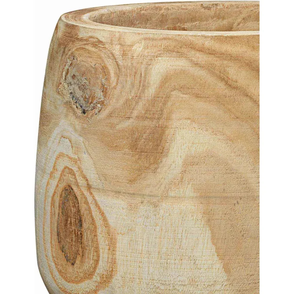 Coastal Style Brown Paulownia Wood Brea Wooden Vase - LOOMLAN - Jamie Young - Vases & Jars