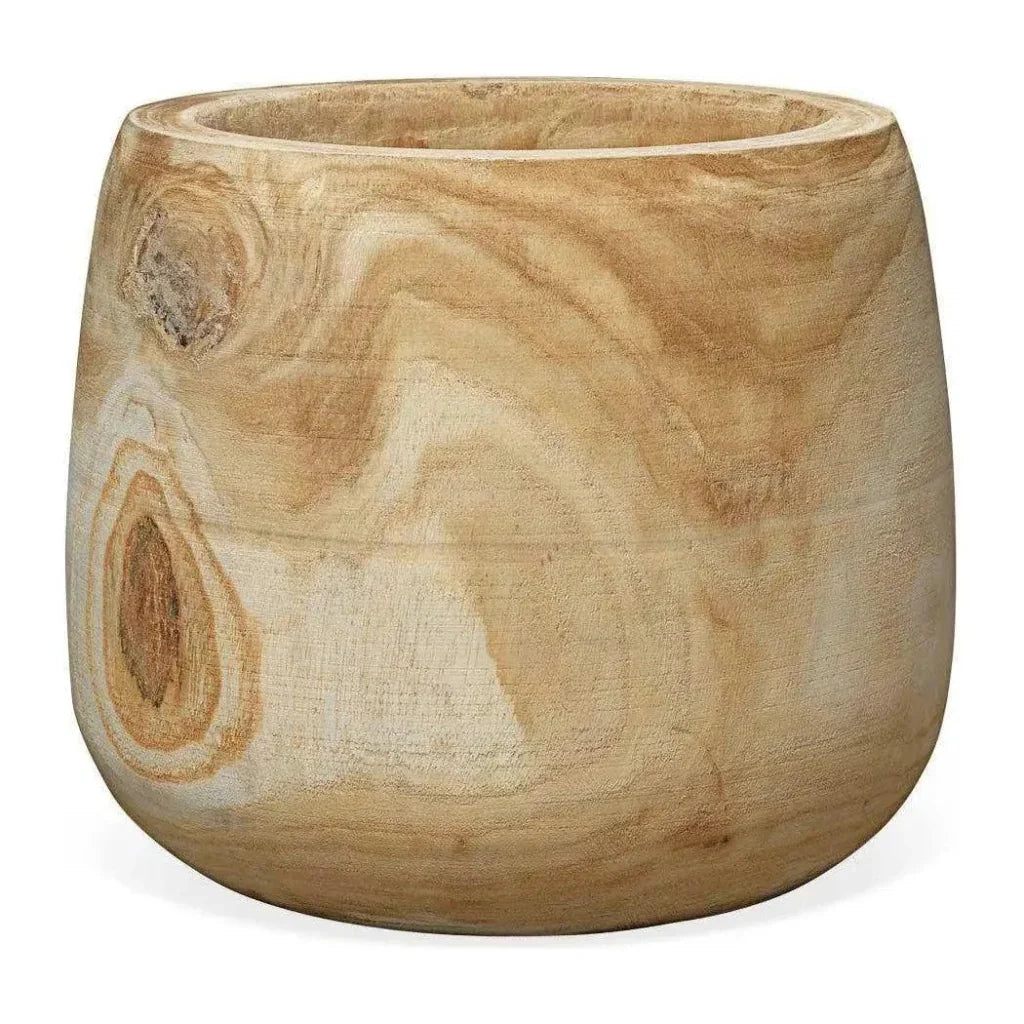 Coastal Style Brown Paulownia Wood Brea Wooden Vase - LOOMLAN - Jamie Young - Vases & Jars