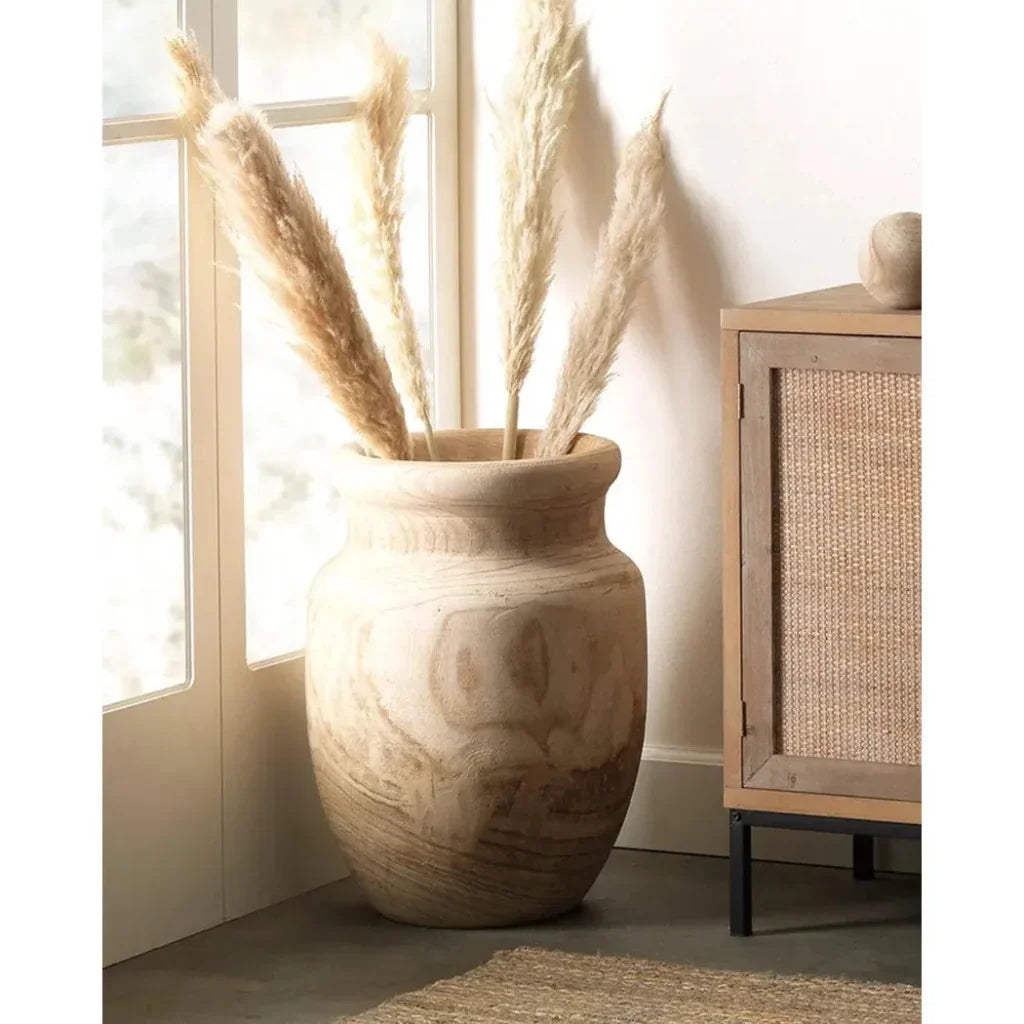 Coastal Style Brown Paulownia Wood anga Wooden Vase - LOOMLAN - Jamie Young - Vases & Jars
