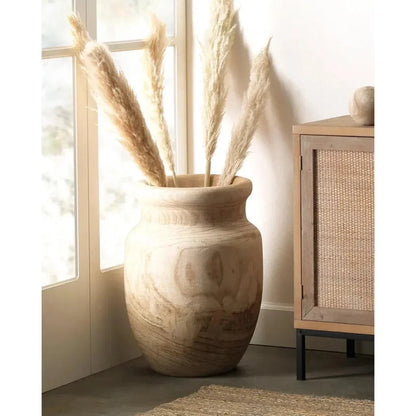 Coastal Style Brown Paulownia Wood anga Wooden Vase - LOOMLAN - Jamie Young - Vases & Jars