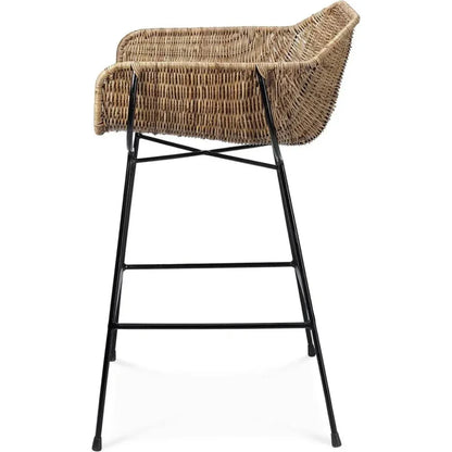 Coastal Style Brown Rattan Nusa Counter Stool Back - LOOMLAN - Jamie Young - Counter Stools