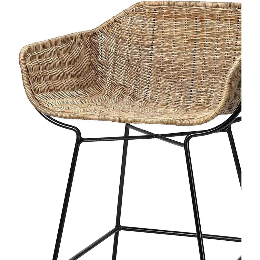Coastal Style Brown Rattan Nusa Counter Stool Back - LOOMLAN - Jamie Young - Counter Stools