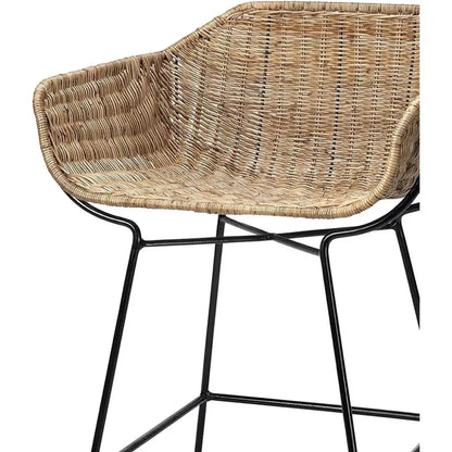 Coastal Style Brown Rattan Nusa Counter Stool Back - LOOMLAN - Jamie Young - Counter Stools