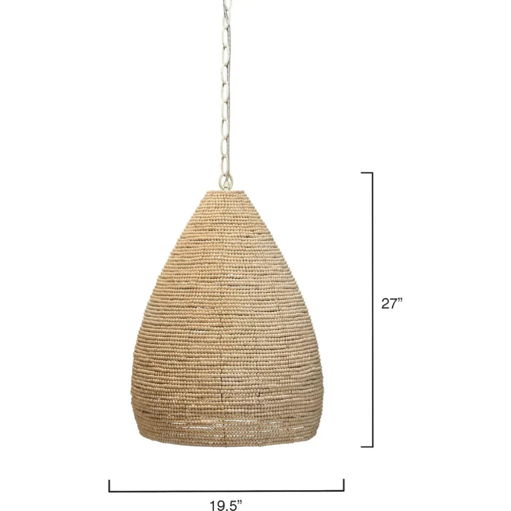 Coastal Style Cream Wood Iron Gulf Steam Pendant - LOOMLAN - Jamie Young - Pendants