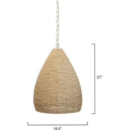 Coastal Style Cream Wood Iron Gulf Steam Pendant - LOOMLAN - Jamie Young - Pendants