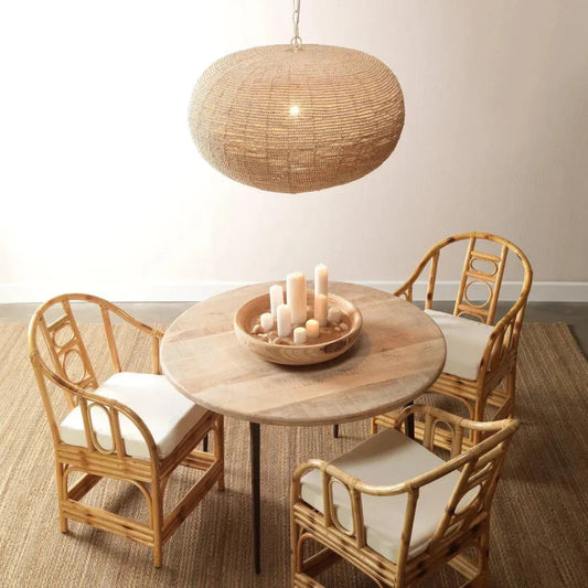 Coastal Style Cream Wood Iron Whirlpool Pendant - LOOMLAN - Jamie Young - Pendants