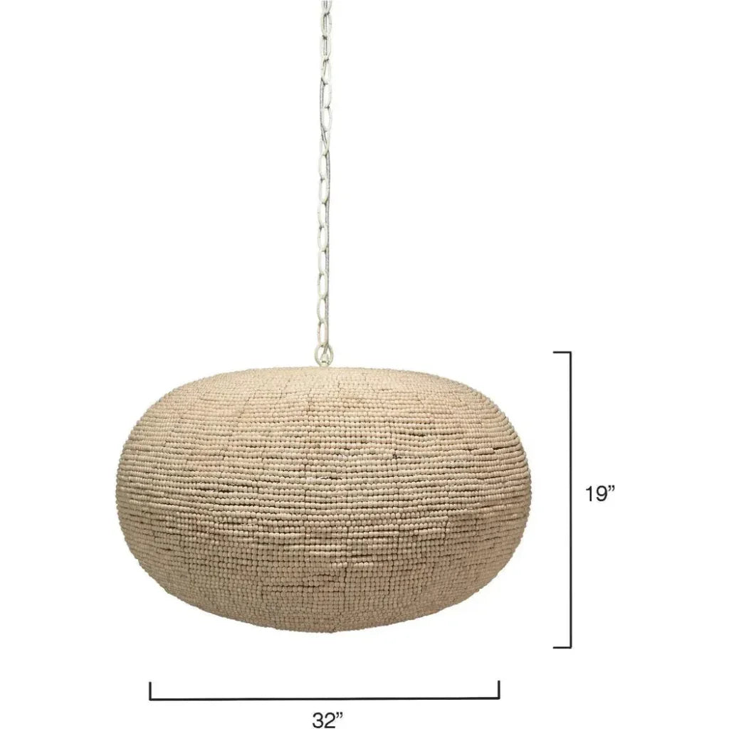 Coastal Style Cream Wood Iron Whirlpool Pendant - LOOMLAN - Jamie Young - Pendants