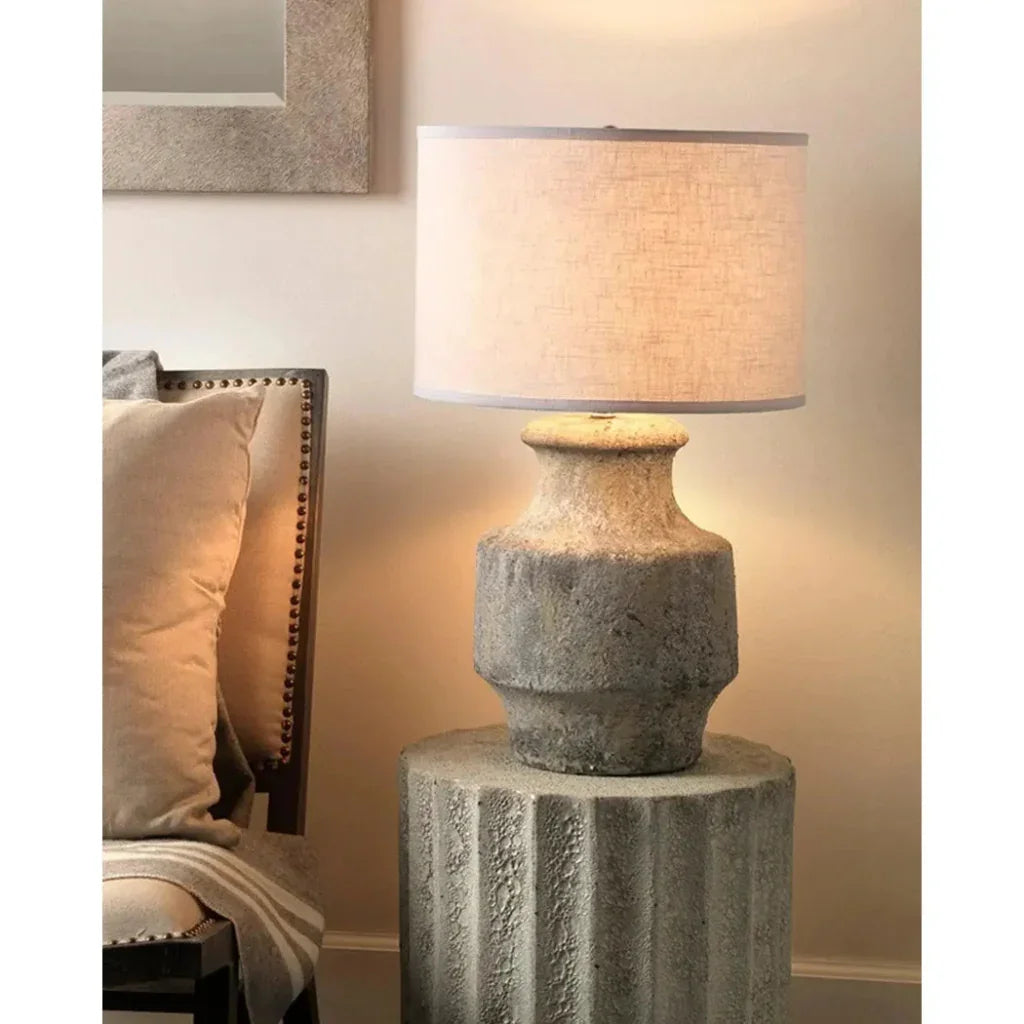 Coastal Style Grey Ceramic Masonry Table Lamp - LOOMLAN - Jamie Young - Table Lamps