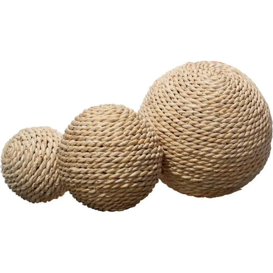 Coastal Style Natural Cornstraw Malibu Balls - LOOMLAN - Jamie Young - Statues & Sculptures