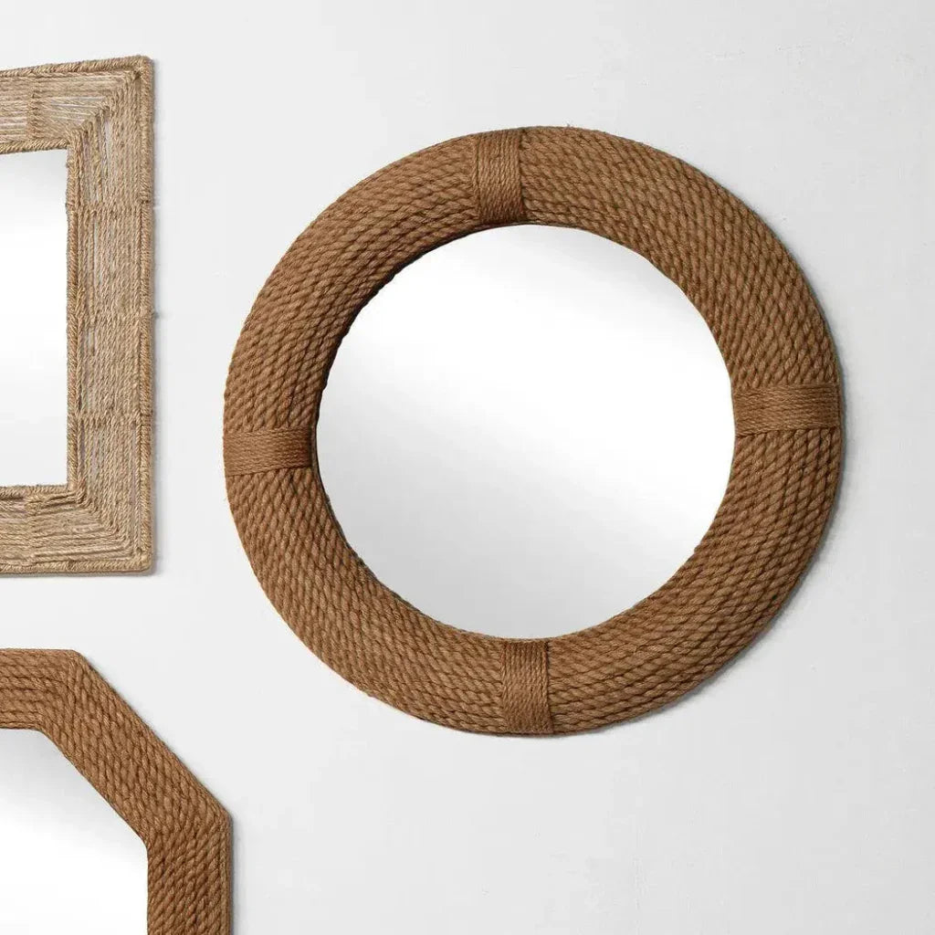 Coastal Style Natural Jute Round Rope Wall Mirror - LOOMLAN - Jamie Young - Wall Mirrors