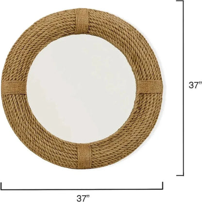 Coastal Style Natural Jute Round Rope Wall Mirror - LOOMLAN - Jamie Young - Wall Mirrors