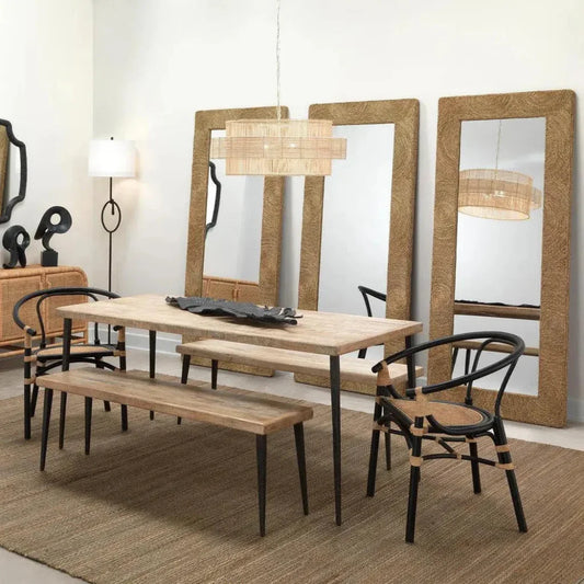 Coastal Style Natural Seagrass Harbor Floor Wall Mirror-Floor Mirrors-Jamie Young-LOOMLAN