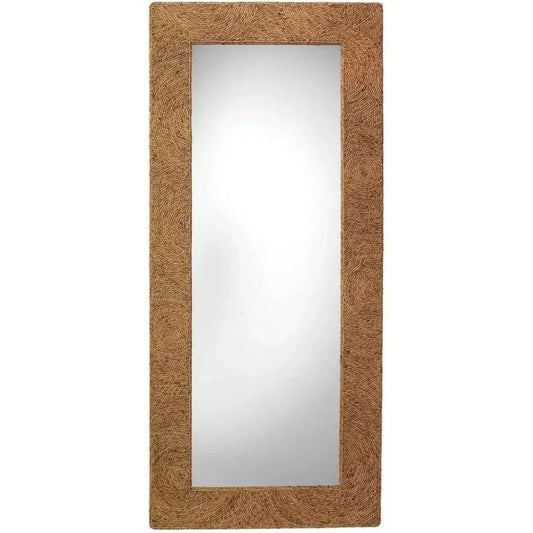 Coastal Style Natural Seagrass Harbor Floor Wall Mirror-Floor Mirrors-Jamie Young-LOOMLAN