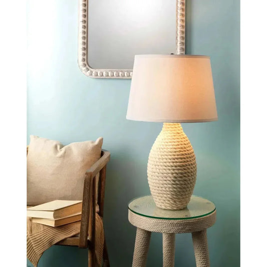 Coastal Style Off - White Rope Table Lamp - LOOMLAN - Jamie Young - Table Lamps