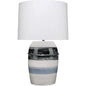 Coastal Style White Ceramic Horizon Striped Table Lamp - LOOMLAN - Jamie Young - Table Lamps