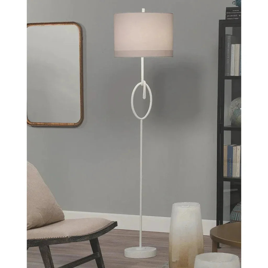 Coastal Style White Gesso Linen Knot Floor Lamp-Floor Lamps-Jamie Young-LOOMLAN