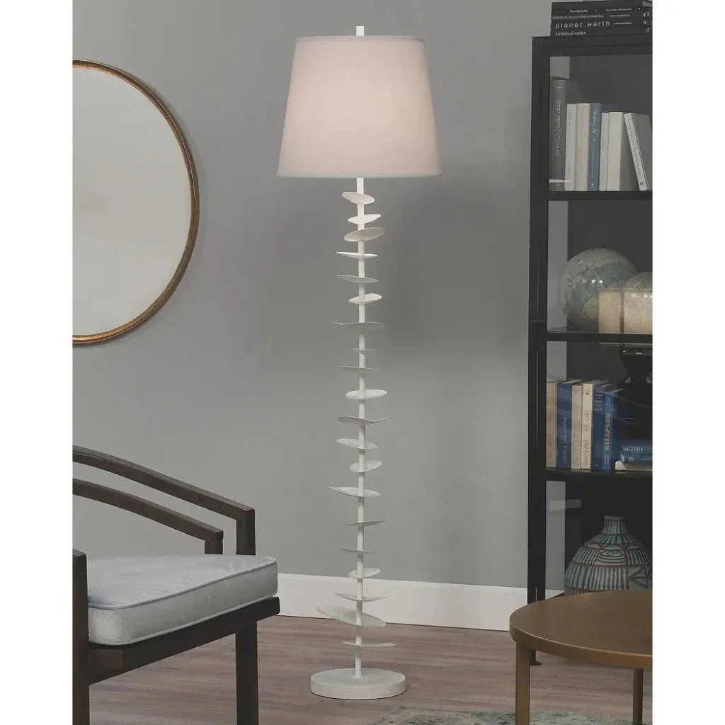 Coastal Style White Gesso Petals Floor Lamp-Floor Lamps-Jamie Young-LOOMLAN