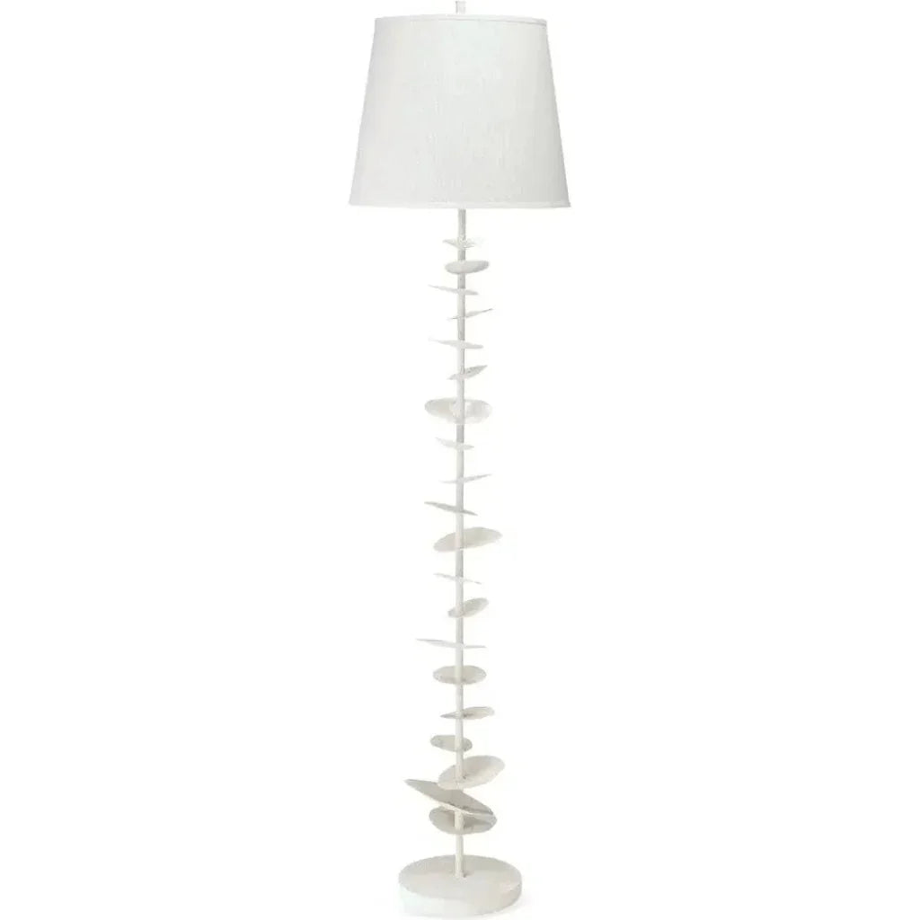 Coastal Style White Gesso Petals Floor Lamp-Floor Lamps-Jamie Young-LOOMLAN