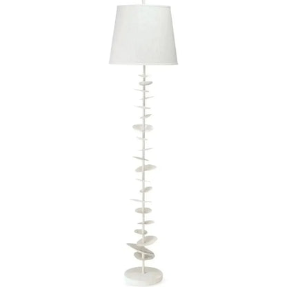 Coastal Style White Gesso Petals Floor Lamp-Floor Lamps-Jamie Young-LOOMLAN