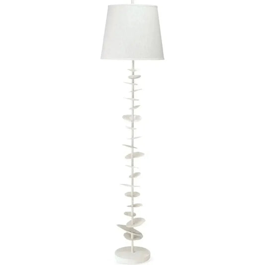 Coastal Style White Gesso Petals Floor Lamp-Floor Lamps-Jamie Young-LOOMLAN
