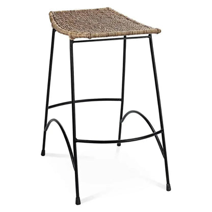 Coastal Style Woven Rattan Wing Counter Stoolout Back - LOOMLAN - Jamie Young - Counter Stools