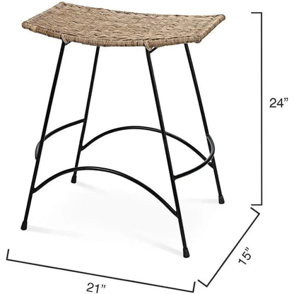 Coastal Style Woven Rattan Wing Counter Stoolout Back - LOOMLAN - Jamie Young - Counter Stools