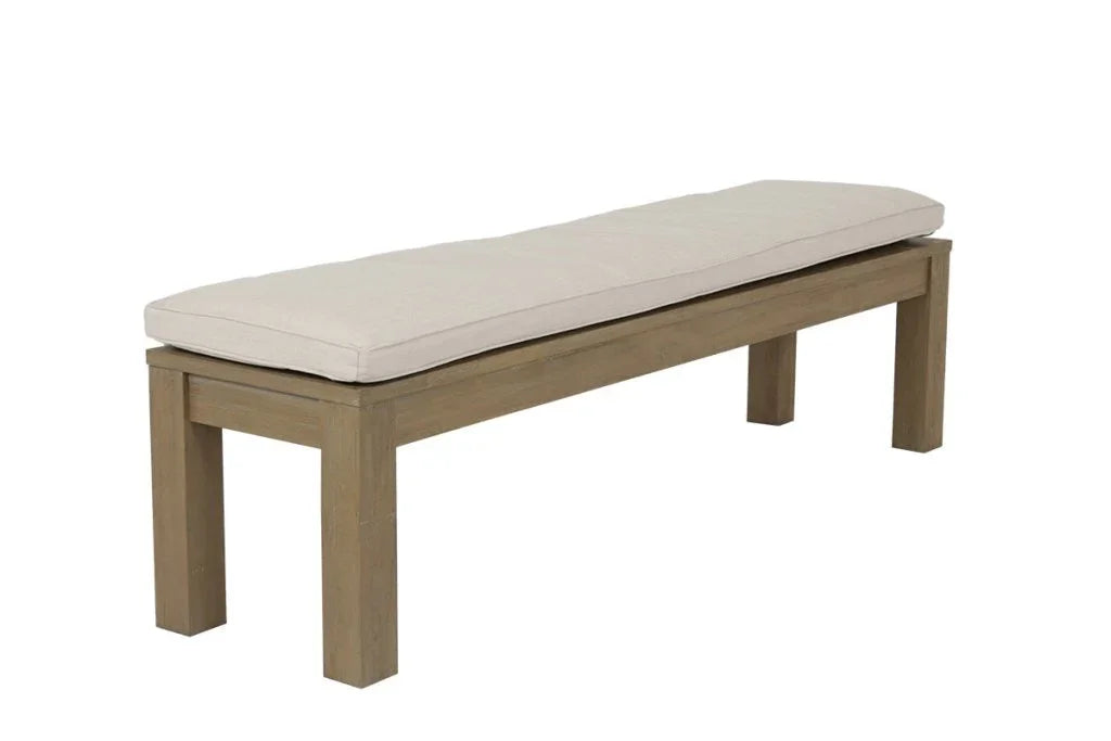 Coastal Teak Sunbrella Outdoor Dining Bench-Outdoor Benches-Sunset West-Canvas Canvas-LOOMLAN