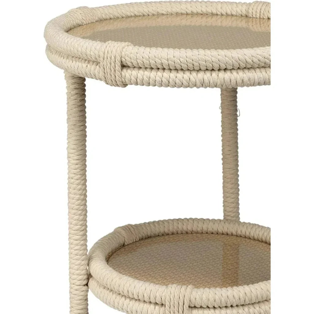 Coastal White Rope Mid Century Side Table Storage - LOOMLAN - Jamie Young - Side Tables