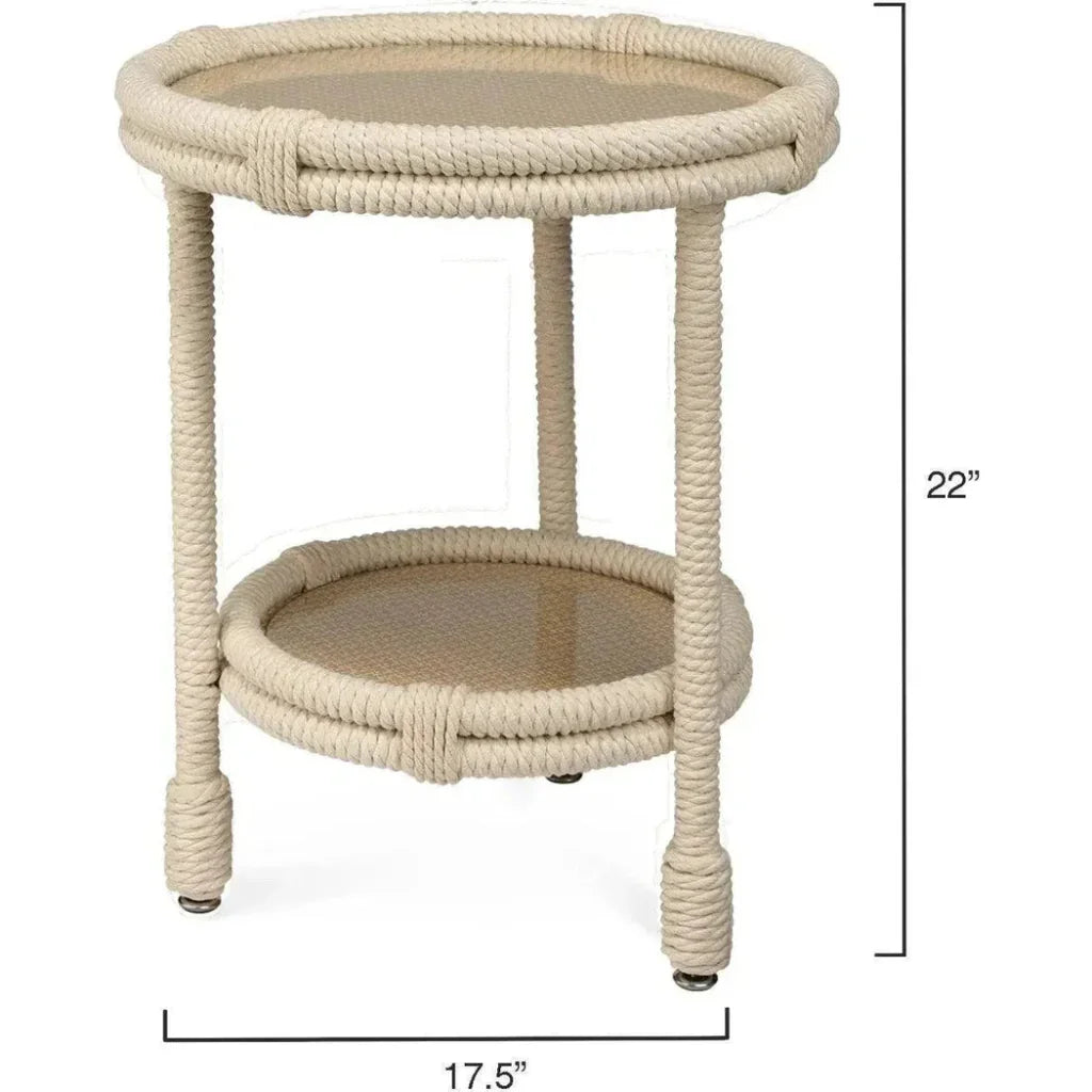 Coastal White Rope Mid Century Side Table Storage - LOOMLAN - Jamie Young - Side Tables