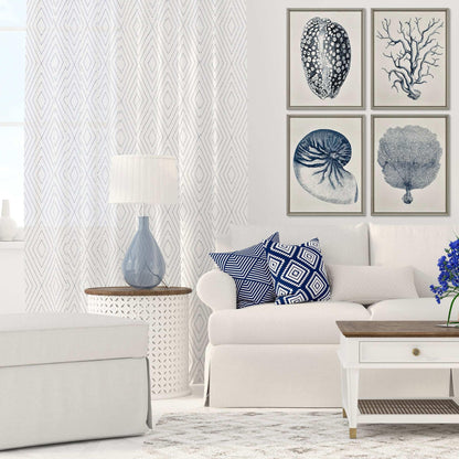 Coastal Wood Blue Framed Wall Art 4PC