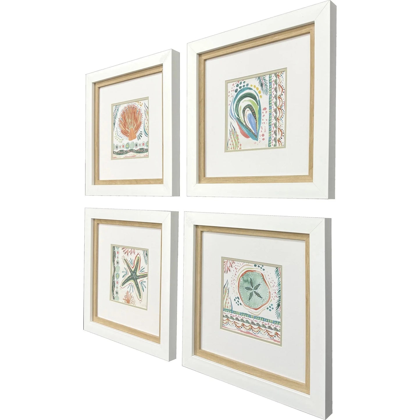 Coastline Green Framed Wall Art 4PC