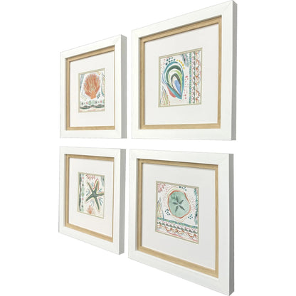 Coastline Green Framed Wall Art 4PC