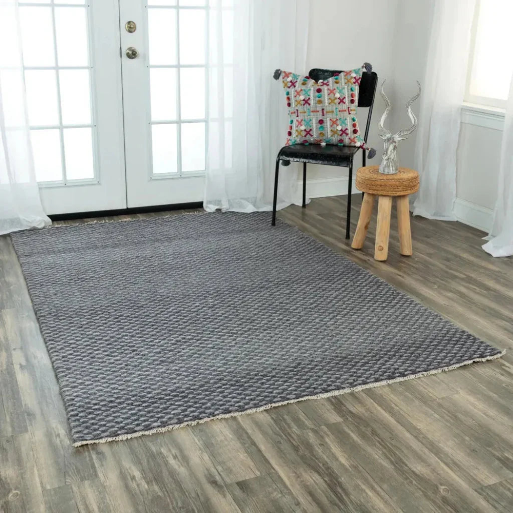 Cobi Basketweave Charcoal Area Rugs For Living Room - LOOMLAN - LOOMLAN - Area Rugs