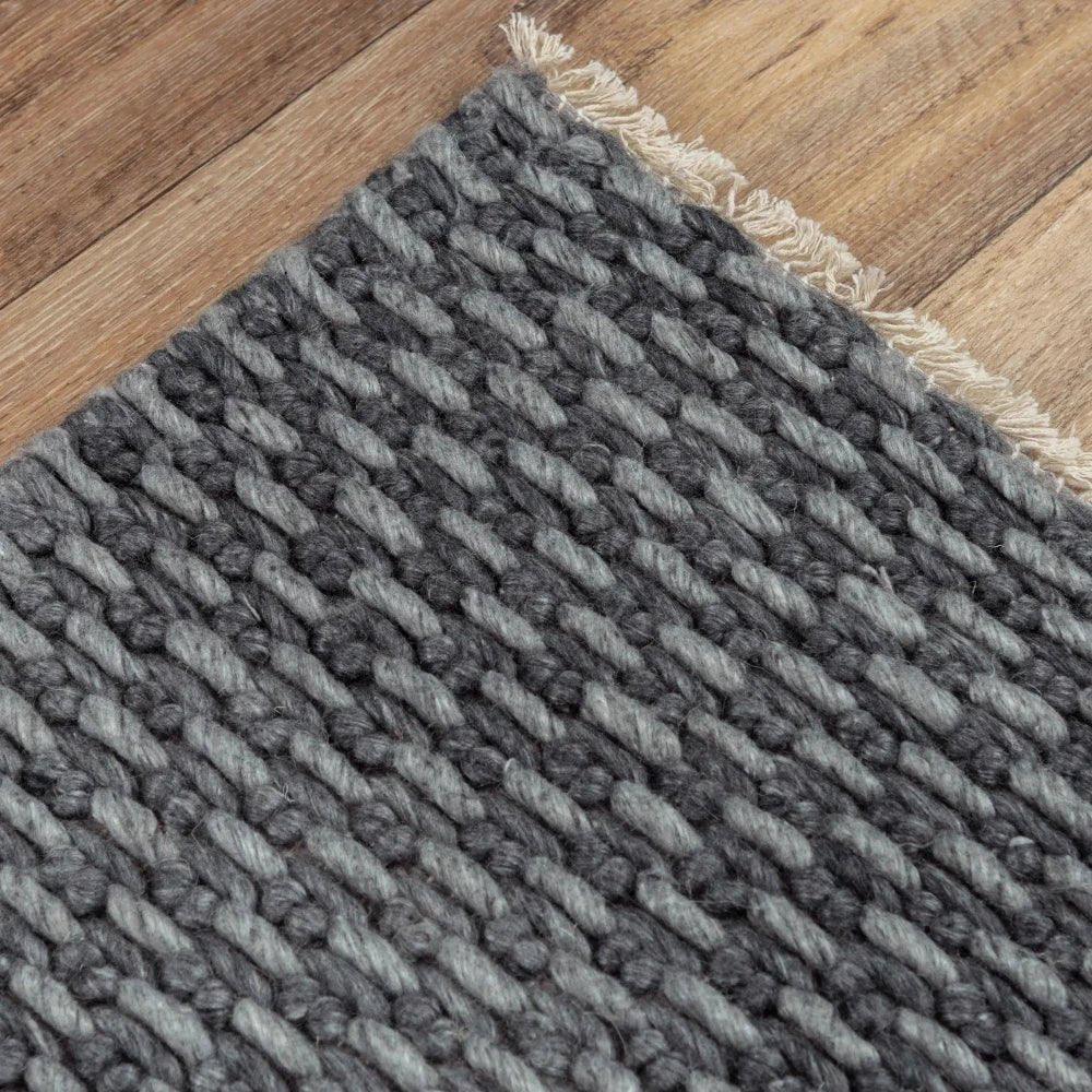Cobi Basketweave Charcoal Area Rugs For Living Room - LOOMLAN - LOOMLAN - Area Rugs