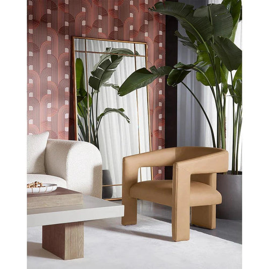 Cobourg Lounge Chair Modern Sesame Leather - LOOMLAN - SUNPAN - Accent Chairs