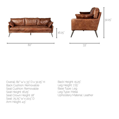 Cochrane Top Grain Leather Three Seater Sofa