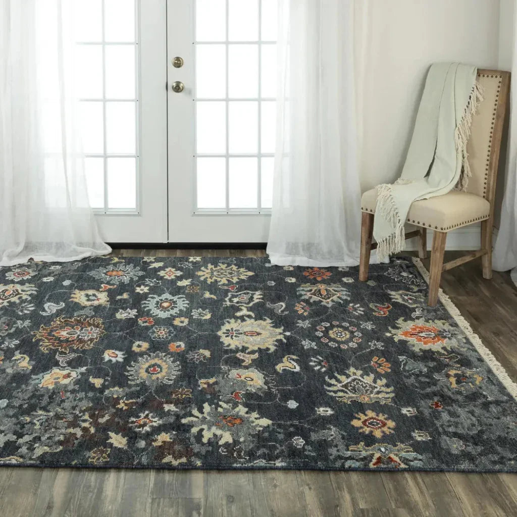 Cody Floral Charcoal Large Area Rugs For Living Room - LOOMLAN - LOOMLAN - Area Rugs