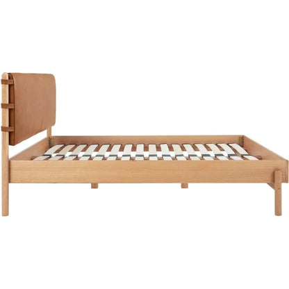 Colby Leather and Wood Camel Bed - LOOMLAN - Moe's Home - Beds